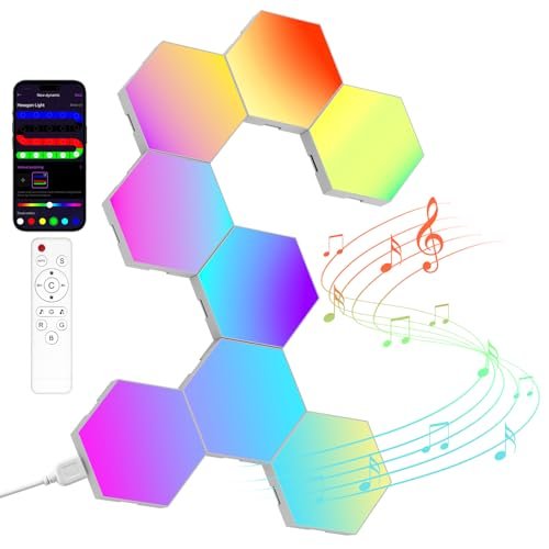 Paneles de luz hexagonales RGB que reaccionan al sonido
