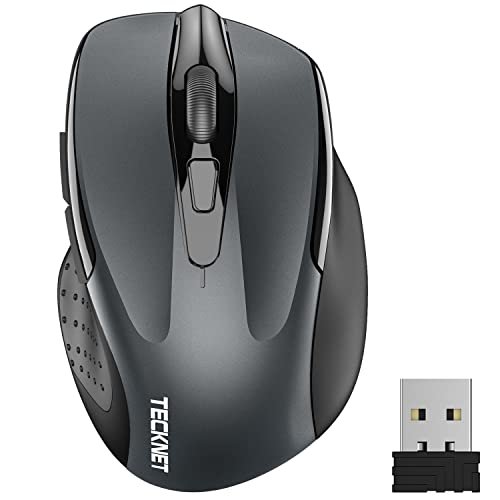 ratón inalámbrico ergonómico tecknet gris con receptor usb